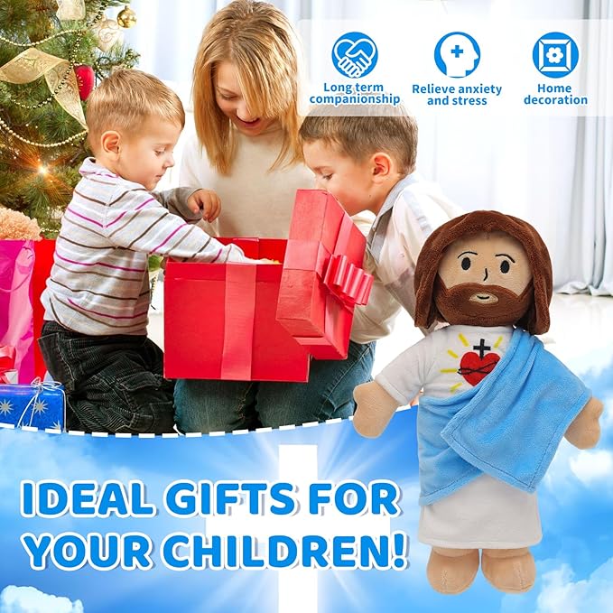 13" Jesus Plush Toy Heart of Jesus Plushie Savior Stuffed Doll for Church Sunday School Religious Easter Gift for Children Kids
