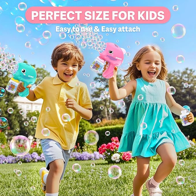 2 Pack Bubble Gun Machine for Kids, Automatic Light Up Bubble Blower with 2 Bottles 10 Bags Refill Solution, 10 Holes Bubble Guns Blaster for Toddlers, Outdoor Toys Gifts, Wedding Party Favor