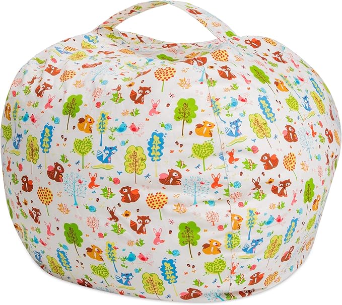 Posh Creations Stuffable Kids Stuffed Animal Storage Bean Bag Chair Cover - Childrens Toy Organizer, Medium 27" - Canvas Animals Forest Critters