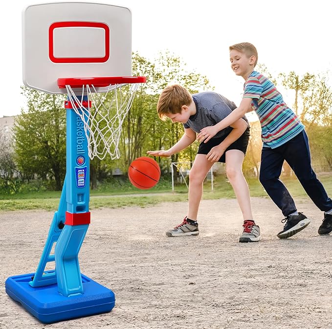 Toddler Basketball Hoop Indoor for Age 1-3, Adjustable Kids Basketball Hoop, Mini Basketball with 4 Balls for Outdoor Poolside, Birthday Christmas Sport Toys Gift for Baby Boys Girls Age 1 2 3 4