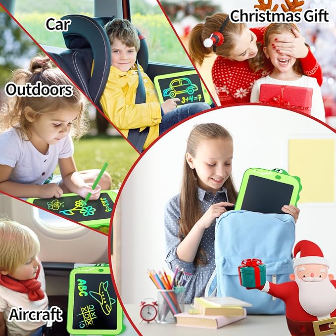 LCD Writing Tablet for Kids - 8.5 Inch Colorful Dinosaur Doodle Pad, Educational Drawing Board, Gift for 3-8 Year Old Boys and Girls, Ideal for Birthday, Party, and Learning Fun (Christmas Edition)