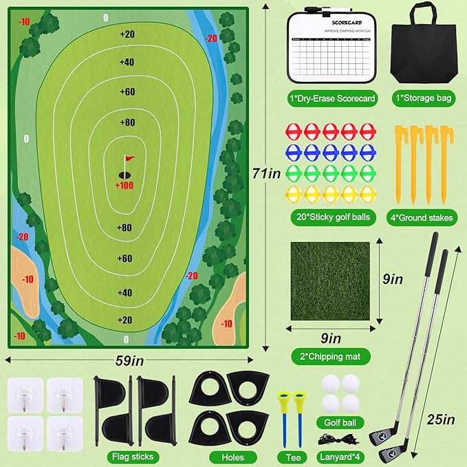 Golf Chipping Game - Upgrade Golf Toys for Kids, Perfect Outdoor Games for Kids Golf Game & Practice(Green)