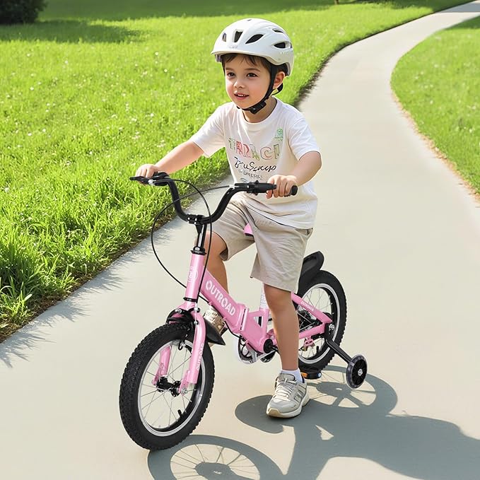 14/16/18 Inch Folding Kids Bike with Training Wheels, Gifts for Girl&Boy Age 3-10 Years, Toddler Bike with Dual Brakes for Beginners, Multi-Color