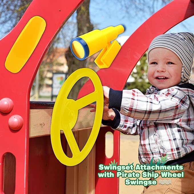 Playground Accessories Swingset Steering Wheel Plastic Telescope Telephone Swingset Phone Toy for Kids Outdoor Playground Backyard Treehouse