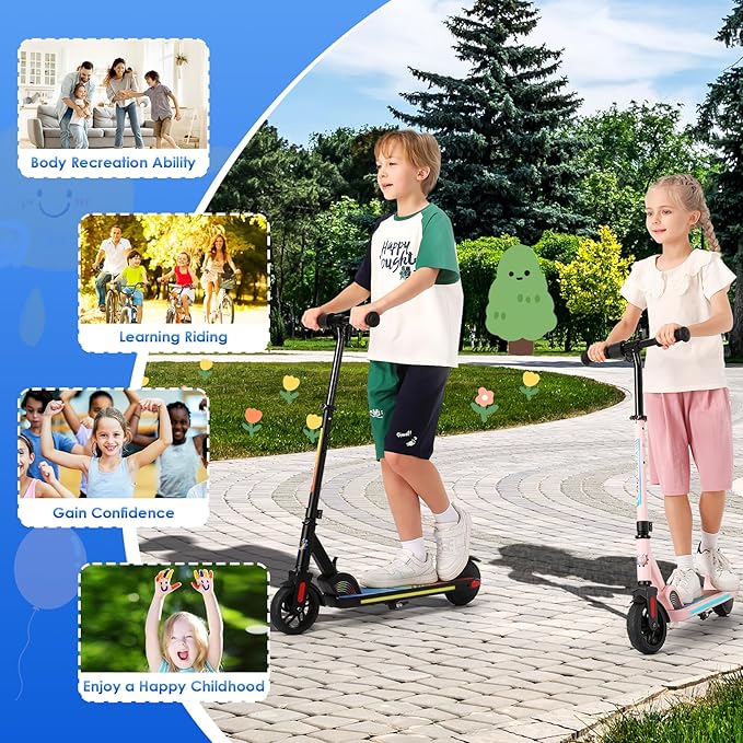 Caroma Electric Scooter for Kids Ages 6-14, 250W/180W/150W Motor & 15 Mph, 85 Mins Ride Time, Adjustable Height & Speed, LED Display, Kids Electric Scooter, Best Gifts for Boys & Girls