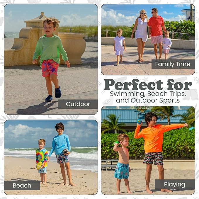 INGEAR Boys' Rash Guard UPF 50+ Swim Shirt - Lightweight, Quick-Dry, Durable Sun Protection for Swimming, Sizes XS-XL