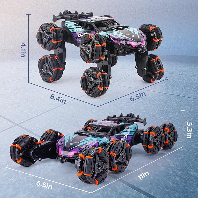 Cool 8 Wheels Hand Controlled RC Stunt Car Toys, Xmas Gifts and Birthday Presents for Kids, Gesture Sensing Remote Control Cars for Boys Age 6 7 8-10 11 12 Year Old