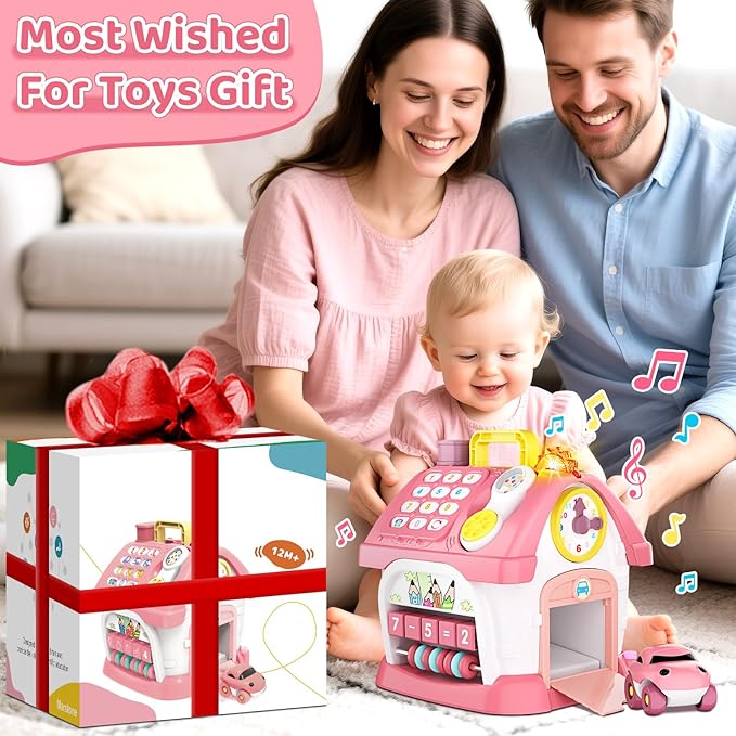 Baby Toys for 1 Year Old Girl Gifts: 8 in 1 Toddler Learning Musical House for 1 2 Yr Girl and Boy, First Birthday Gift for 12-18 Months, Bilingual Educational Toy for Toddlers 1-3