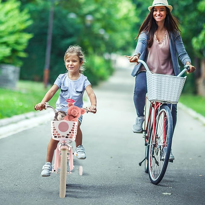 HONEY JOY Kids Bike, 12 14 16 18 20 Inch Toddler Bikes w/Training Wheels, Handbrake & Coaster Brake, Fully Enclosed Chain, Adjustable Handlebar & Seat, Kids Bicycle w/Basket, Girls Boys Bike 3-8