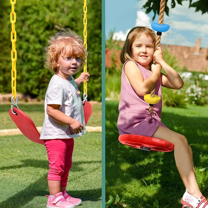 ZNCMRR Tree Swing Climbing Rope, Heavy Duty Swings Seat Replacement for Kids Disc Rope Climbing Swings Seat for Tree Indoor Outdoor Playground Swing Set Accessories(Red)