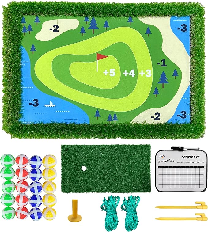 Cupohus Stable Floating Golf Green for Pool-35"x 24" Floating Chipping Green Practice Mat, Adult Fun Backyard Water Golf Games Gift, Support Training Competition for 4 Golfers (Simple Model)