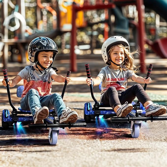 Scooter with Seat Attachment for Kids Adults, 6.5'' 8.5''Balancing Scooter with Bluetooth Speakers & Colorful LED Light with Kart