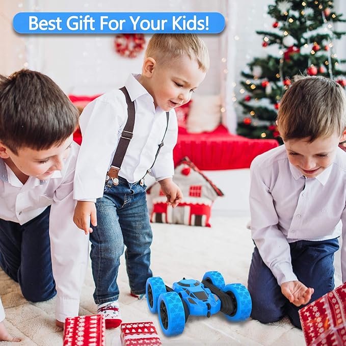 Remote Control Car for Kids, 360° Rotating RC Stunt Car Double-Sided 4WD Electric Vehicle with LED Lights, 2.4GHz Rechargeable Toy Cars for Boys Girls Age 6 7 8 9 10 11 12, Birthday Gift