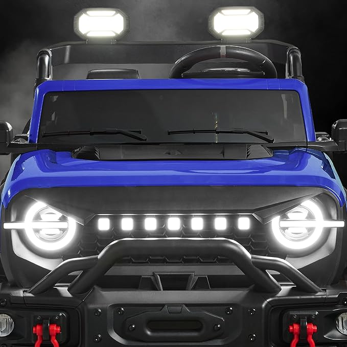 Best Choice Products Kids 24V 2-Seater Electric Ride On Car Truck w/ 132lb Weight Capacity, Parent Control, Bluetooth, LED Lights - Blue