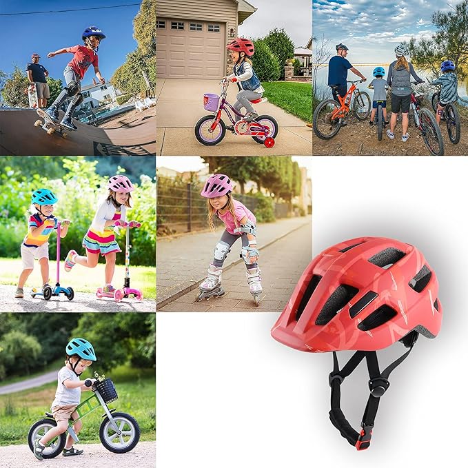 Kids Bike Helmet for Ages 1-8 Years, Adjustable Toddler Boys and Girls Helmets, Lightweight Child Infant Bicycle Cycling Scooter Sports Helmet 48-54cm