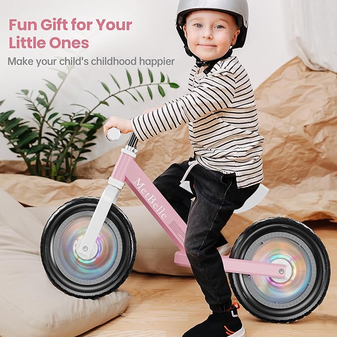 Toddler Balance Bike 2 Year Old,12”No Pedal Kids Indoor Outdoor Toy Bike 2-5 Years Old with Tool-Free Adjustments Seat, Lightweight First Bike Gift for 2-3 Boys Girls