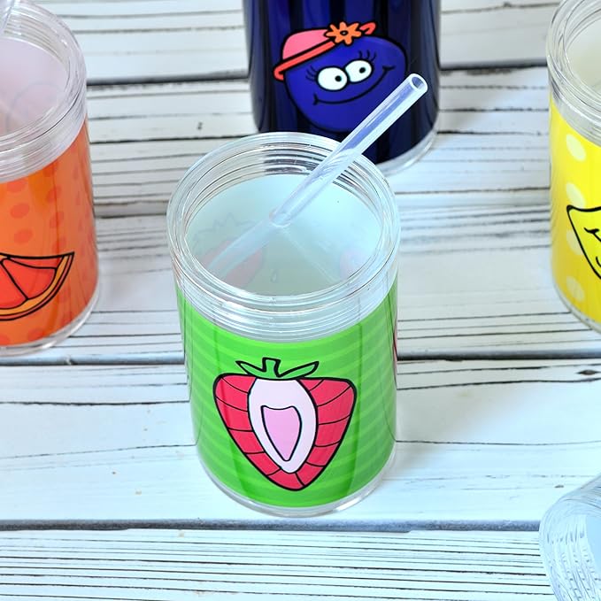 Youngever Kids Tritan Cup with Straws, Reusable 14 Ounce Toddler Cup with Lid and Straw, Unbreakable Kids Tritan Tumbler with Straw (Strawberry)