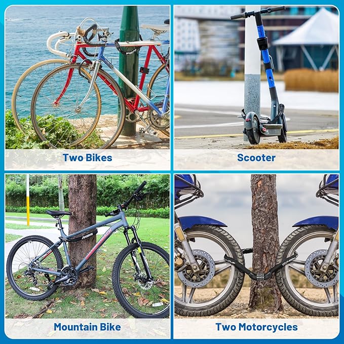 Heavy Duty Bike Chain Lock – 5 Digit Combination Anti-Theft Bicycle Lock, 3FT/4FT/5FT Hardened Steel Square Links for E-Bike, Motorcycle, Scooter, Gate