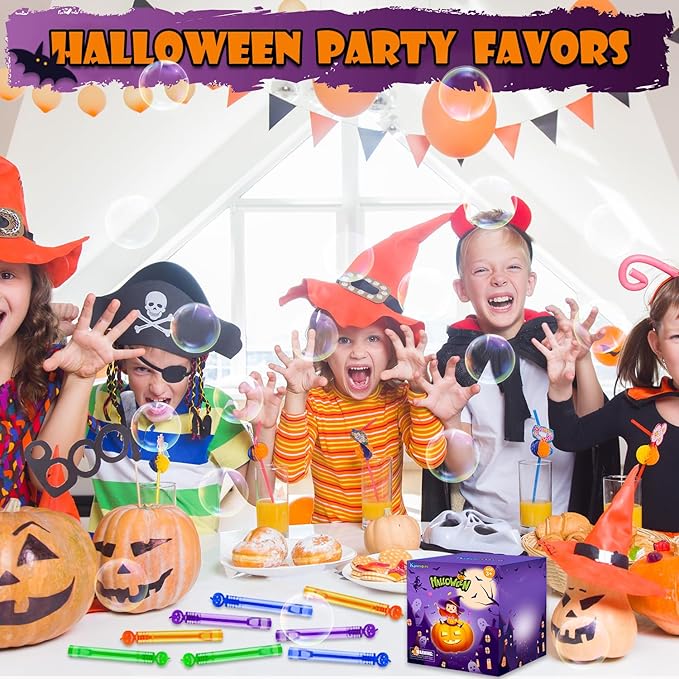 Halloween Toys Gifts Bulk for Kids 64 Pack,Halloween Mini Bubble Wands Party Favors for Toddlers,Boo Basket Pinata Goodie Bag Stuffers Fillers,Bulk Birthday Supplies Classroom Prizes Treat for Student