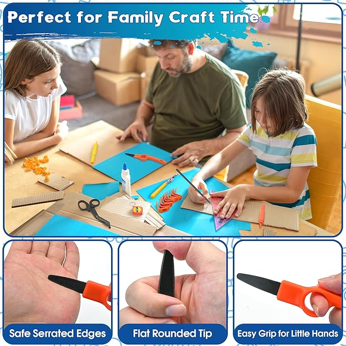 FEMBW Cardboard Construction Kit – 150 PCS DIY STEM Craft Set with Kid-Safe Cardboard Cutter,Safe Serrated Cutter & Tools for Creative Projects, School, Home, Team Activities, Ages 5+