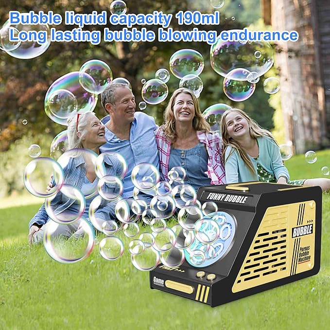 2PCS Bubble Machine,Automatic Bubble Blower Operated by Plugin or Rechargeable Batteries,Big Bubbles Toys for Kids,Weddings Gifts Party Favors (Black+Black)