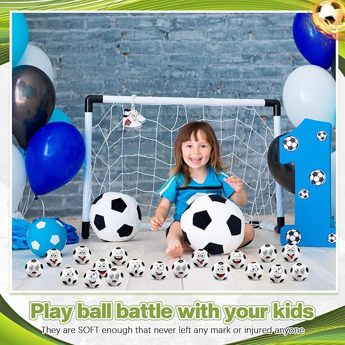 24 Pcs Mini Face Soccer Stress Balls for Boys Girls Fidget Toys Bulk Foam Balls for Stress and Anxiety Relief Balls for Party Favors Birthday Gift Decoration