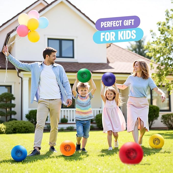 EVERICH Playground Balls Kickball, 6 or 12 Pack 8.5" Soft Dodgeballs Bouncy Rubber Kick Balls for Kids Adults Outdoor Indoor, 4 Square Ball School Yard Games Gift for Boys Girls 3-5 5-8 8-12 with Pump