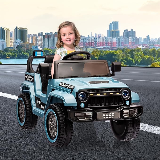 12V Kids Ride-on Truck with Parent Remote Control,All-Terrain Electric Car with Twin 35w Motors, 3 Speeds & Spring Suspension,LED Lights for Fun Night Drives,Ideal Gift for Boys & Girls