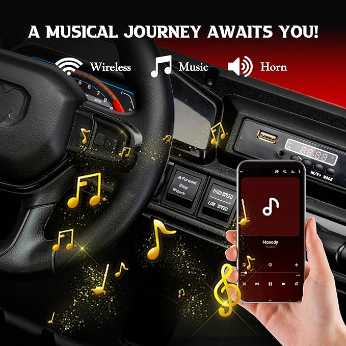 24V 2 Seater Ride on UTV Car, 4WD Ride on Toys for Kids with Remote Control, Shock Absorbers, LED Lights, Music, Off-Road Electric Car for Kids Boys Girls (Red)