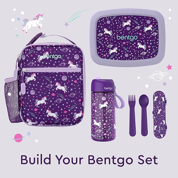 Bentgo Kids Insulated Lunch Tote - Water-Resistant, Reusable, Lightweight & Durable Lunch Bag with Water Bottle Holder & Mesh Pocket, Fits Lunch Box & Water Bottle - Ideal for Ages 3+ (Unicorn)