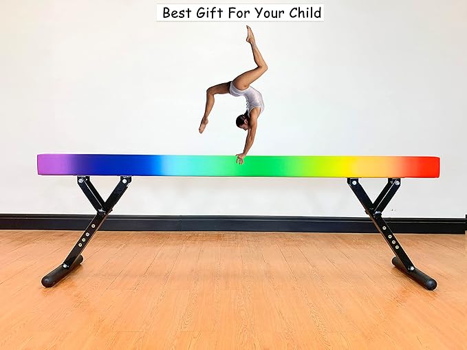 Adjustable Balance Beam 8 ft Gymnastic Beam Adjustable Height for Kids and Teenage of All Gymnastic Levels, Gymnastic Training Beam Gymnastic Equipment for Athlete Home and Gym Club Use