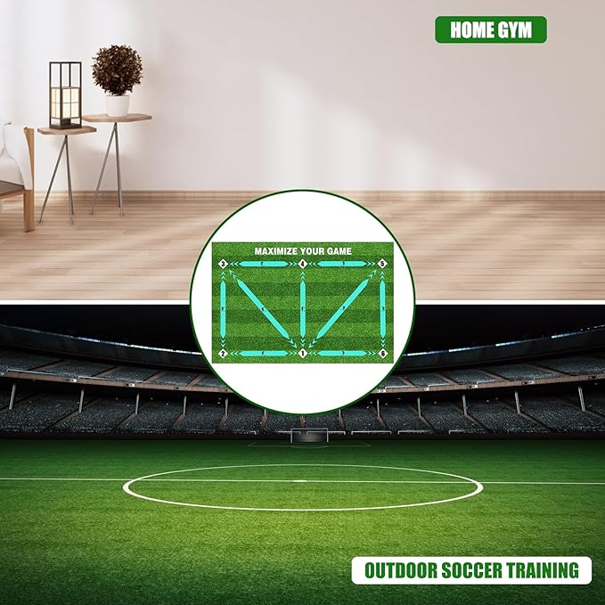 Soccer Training Mat, Anti-Skid Agility Football Footstep Training Mat with Socks, Silent Rubber Soccer Practice Equipment for All Ages, Improve Speed, Strength and Coordination