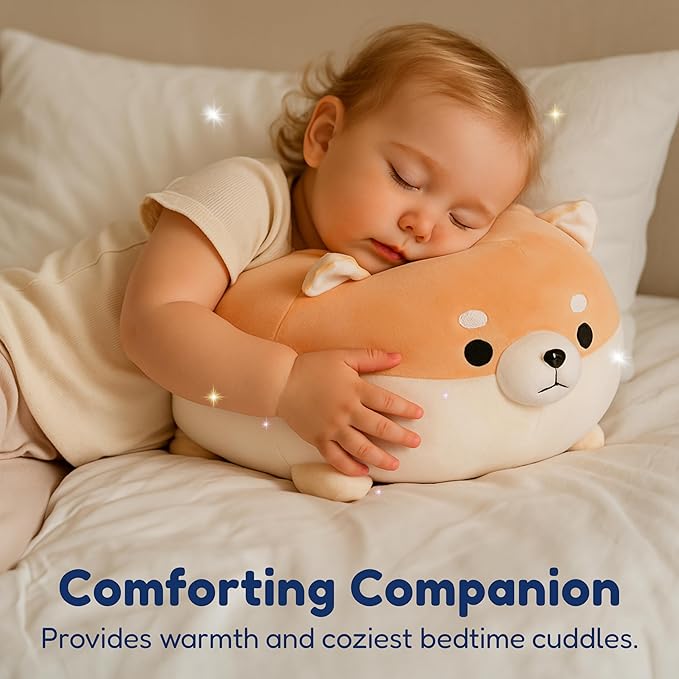 PixieCrush Stuffed Dog Toy - Cute Plushies Shiba Inu Mommy with 4 Puppies - Adorable Plush Pillow for Imaginative Play - Puppy Surprise Soft Animal Toy Set for Girls - Stuffed Animals for Ages 3-8