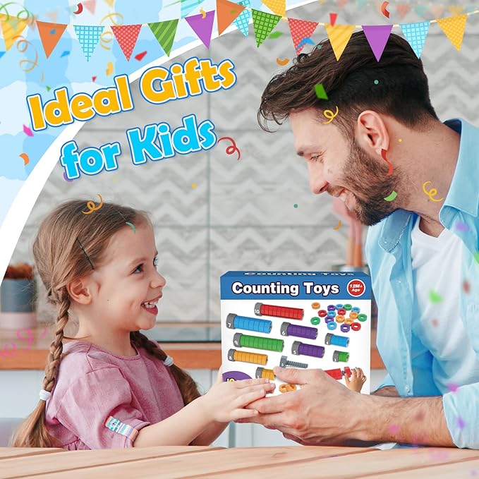 2-in-1 Montessori Counting & Stacking Toys for Toddlers Ages 1-5 Autism Sensory Toys for Kids Preschool Educational Spinning Learning Games Birthday Xmas Gifts for Boys Girls 1-5 Year Old