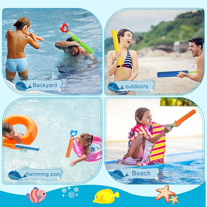 Water Squirters for Kids Water Guns Toys for Toddlers Durable Water Soaker Blaster Toys Water Squirter Shooter for Summer Outdoor Game Pool Beach Party (4 Pcs)