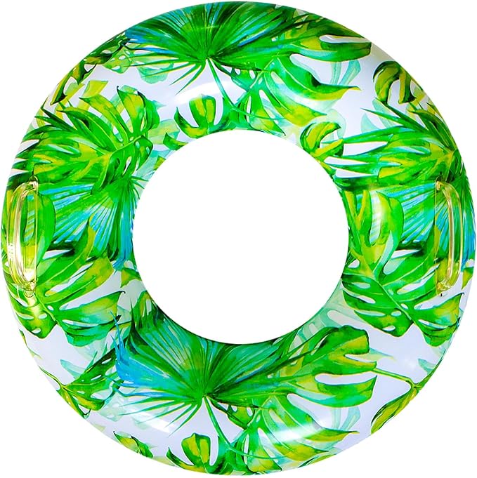 Pool Floats for Adults, Swimming Beach Tube, Adult Swim Ring, Adult Pool Float with Two Handles,Leaf Swim Ring