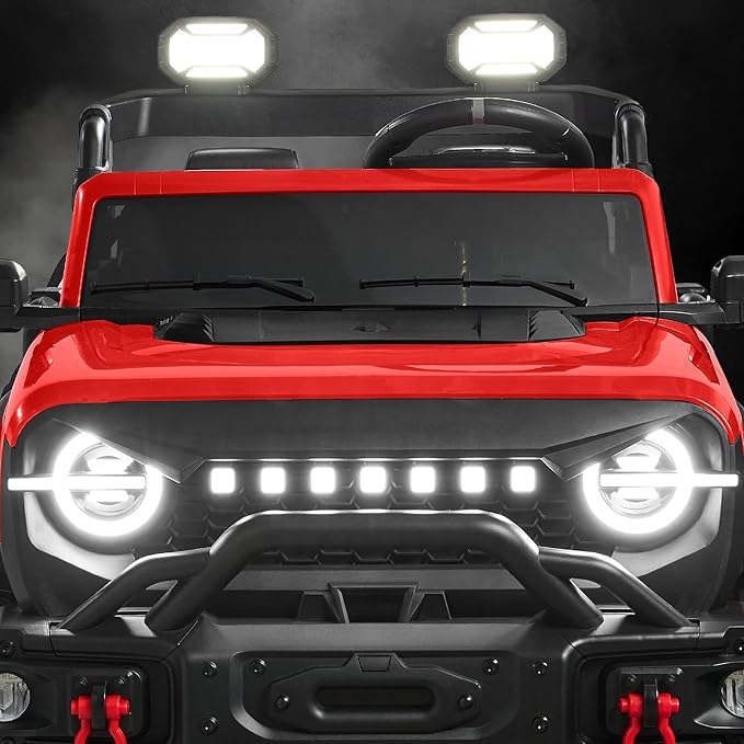 Best Choice Products Kids 24V 2-Seater Electric Ride On Car Truck w/ 132lb Weight Capacity, Parent Control, Bluetooth, LED Lights - Red