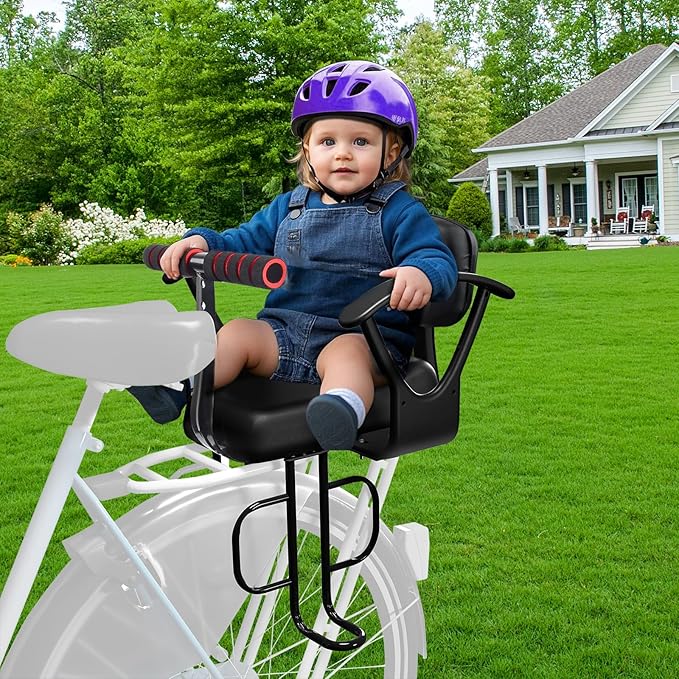 Rear Child Bike Seat with Thick Backrest, Rear Child Bicycle Seat Design for Children Aged 2 to 8 Years Old, One Size (Black-a)