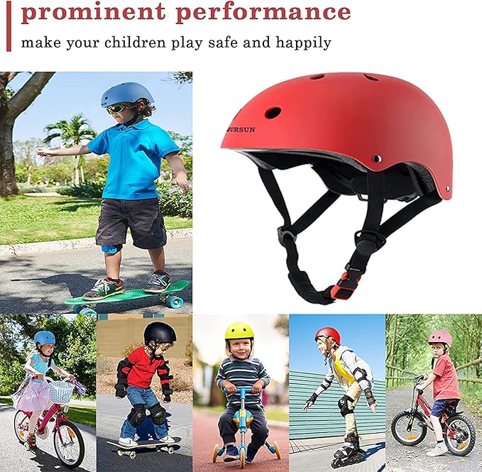 BURSUN Kids Bike Helmet Ventilation & Adjustable Toddler Helmet for Ages 2-14 Kids Boys Girls Multi-Sport Helmet for Skateboard Roller Skateing Bicycle Scooter blance Bike