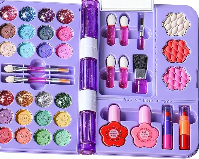 Kids Makeup Set, Educational Washable Cosmetic Toy for Children and Teens, Princess Make Up Kit for Birthday, Costume Party, Holiday, School Plays, Stage Performance