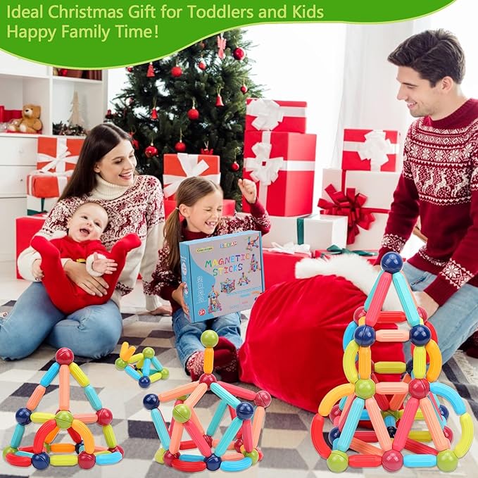 COUOMOXA 74pcs STEM Magnetic Toy: Educational Building Blocks Set for 3 4 5 6 7 8 9 Years Old Kids - Puzzle Toys for Kids Age 3-9 Home School - Birthday Gift for Boys Girls