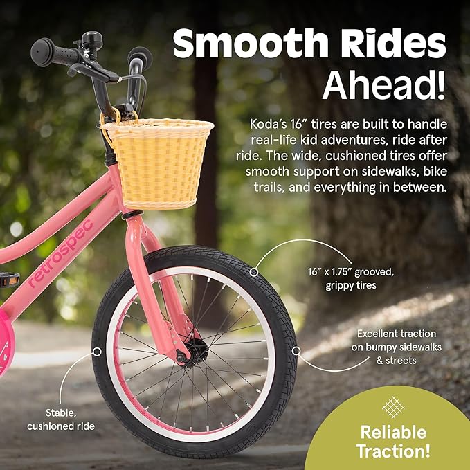 Retrospec Koda Plus Kids Bike for Boys & Girls Ages 4-6 Years - 16" Children's Bicycle, Adjustable Seat & Handlebars