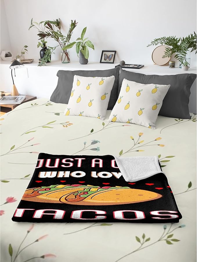 Just Girl Who Loves Tacos Blanket Soft Blankets and Throws Flannel Cozy Lightweight Quilt Gift Perfect for Bed Sofa Couch-40 x30 Extra Small for Pets
