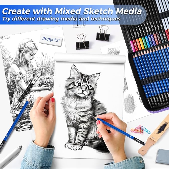 133 Pack Drawing Set Sketching Kit, Pro Art Supplies with Sketch Book, Coloring Book, Watercolor Pad, Black Paper Pad, Graphite Colored Charcoal Watercolor & Metallic Pencils, for Artists Adults Kids