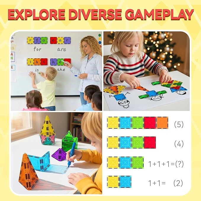 VigorFun Magnetic Tiles Building Toys Set for Kids Ages 3-5 4-8, STEM Construction Kit with 8 Magnetic Blocks, Educational Sensory Magnetic Toys Gifts for Toddler Boys Girls Learning Classroom