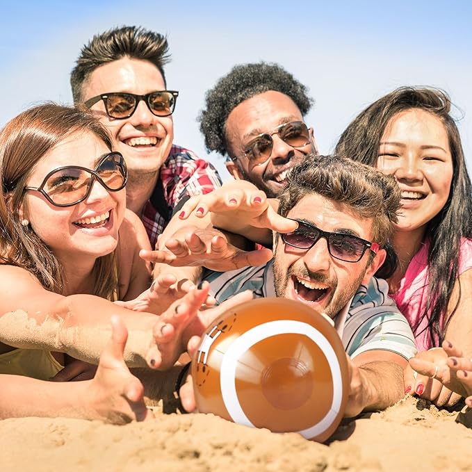durony 12 Pieces Inflatable Football Beach Balls 11 Inch Blow Up Football Bouncing Sports Ball Bouncy Toy Favors for Sports Games, Birthday, Summer Pool Beach Party Decorations