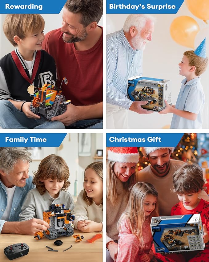 5 in 1 STEM Remote Control Building Kit, 392Pcs Blocks Erector Projects Set Toys for Kids Age 8-12, Build a Tank/Robot/AVT DIY Science Educate 6 7 9 10 11 Years Old for Boys & Girls Gift Ideas