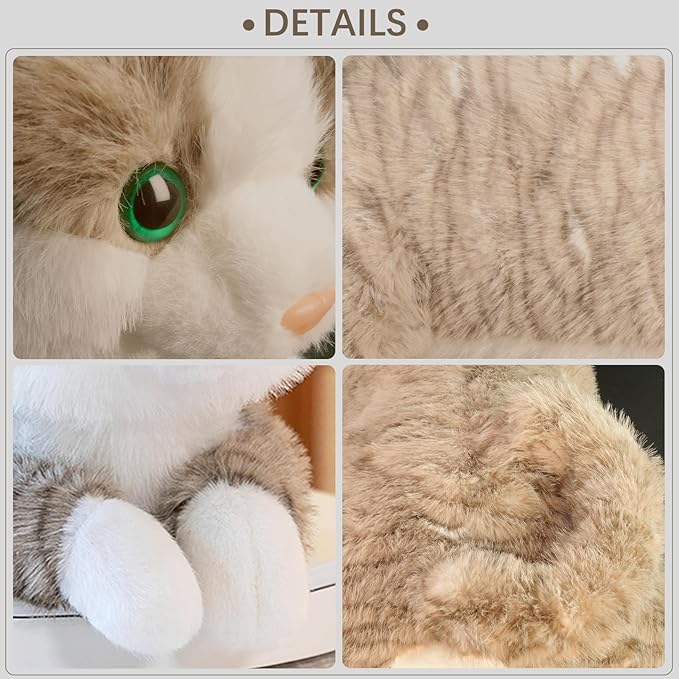 19 inch 3 Lbs Cat Weighted Stuffed Animals, Realistic Weighted Cat Stuffed Animal, Sensory Comfort Plush Throw Pillow, Soft Kawaii Stuffed Kitty Plush Toy Gift for Adults Kids Youth