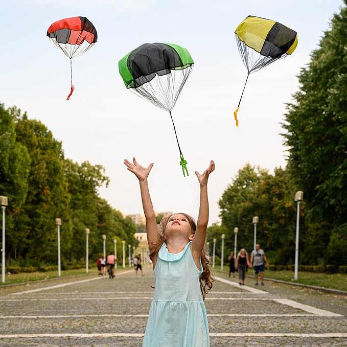 NUTTY TOYS Parachute Toys for Kids - Tangle Free Outdoor Flying Parachute Men, Top Indoor & Outside, 3 4 5 6 7 8 9 10 11 12 Year Old, Best Christmas Stocking Stuffers Idea 2025 Unique Boy & Girl Gifts