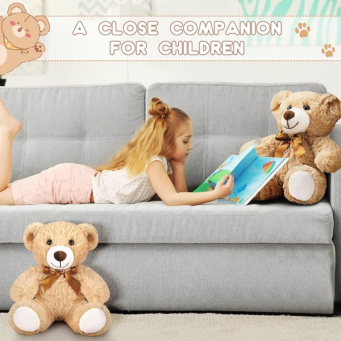 Zhanmai 18 Pcs 14 Inch Bears Stuffed Animal Bulk Gift Plush Bear Toys for Birthday Wedding Baby Shower Party Favor(Light Brown)